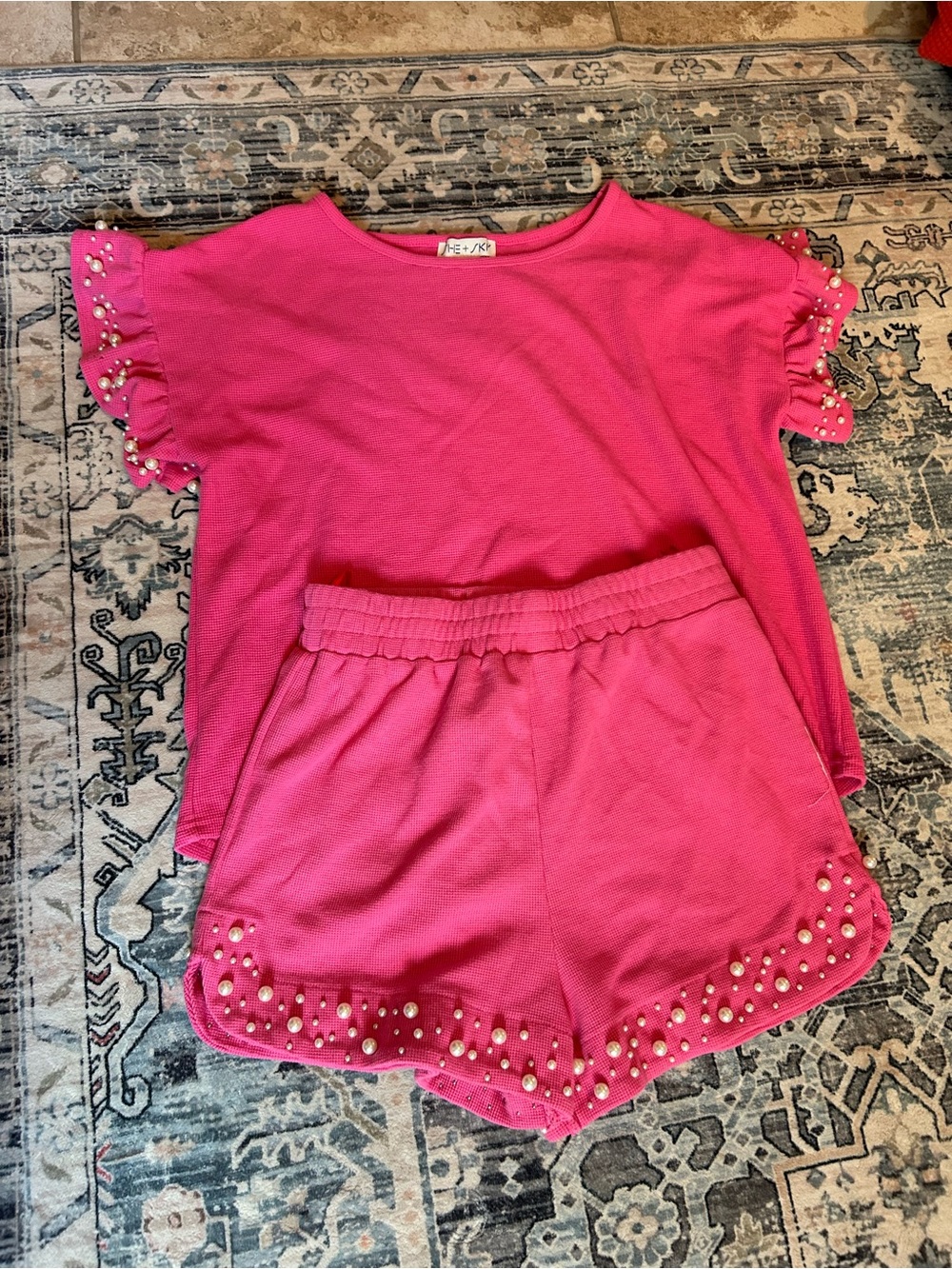 Kids Pink Pearl-Trim Shorts - Brand: